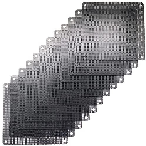 ThreeBulls 12 Pcs 80mm PVC Black PC Cooler Fan Dust Filter Dustproof Case Cover Computer Mesh