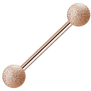 Treuheld | ROSEGOLD Piercing STAB in DIAMANT-OPTIK - 11 Größen & Längen - sandgestrahlte Kugeln zum Schrauben - Barbell - matt - Helix Ohr Tragus Piercing Schmuck - [06.] - 1.2 x 12 mm (Kugeln: 4mm)