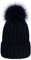 LAUSONS Damen Strickmütze Warme Wintermütze Beanie mit abnehmbares Bommel aus Kunstpelz Schwarz