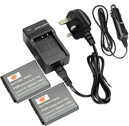 DSTE 2x KLIC-7004 Battery + DC30U Charger Replacement for Kodak EasyShare M1033 PlayFull Dual PlaySport PlayTouch V1073 Zi12 Digital Camera as FUJIFILM NP-50 PENTAX D-LI68 SiOnyx Aurora SX-50