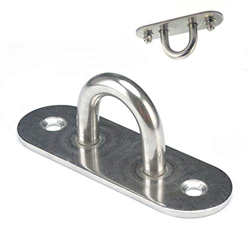 Tiberham Oblong Eye Pad Plate, 10 mm Heavy Duty Stainless Steel Staple Ring Hook, U-Shaped Loop Eye Plate Wall Mount (Pack of 2)