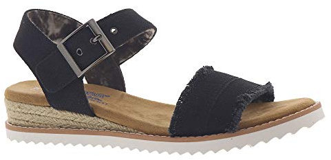 Skechers DESERT KISS ADOBE PRINCESS, Sandalias Mujer, Negro (Black Canvas), 38.5 EU