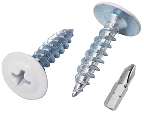 50 Stück Holzschrauben lackiert 4,2 x 19 mm modifiziertes Metall Phillips Wafer Head (50, reinweiß RAL 9010)