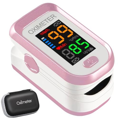 Pulse Oximeter, Fingertip Oxygen Saturation, Blood Oxygen Levels Heart Rate Monitor, Results in 8 Seconds, for SpO2 Measurement, with Lanyard, Carrying Bag