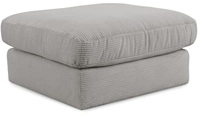 CAVADORE XXL-Hocker Fiona / Mega Beistellhocker mit weicher Polsterung / Quadratisch / 97 x 90 x 97 / Cordstoff Silber