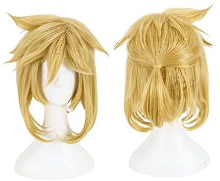 Anime Cosplay The Legend of Zelda: Breath of The Wild Perücke, Link Blonde Zopf Kurzhaar Rollenspiel Perücken für Halloween Party Kostüm Perücke