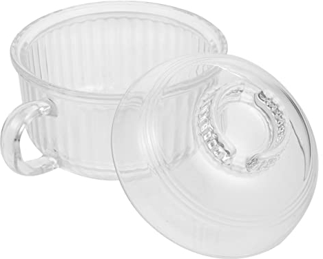 BESTonZON Bol Ramen Bol en Verre Petit Bol À Ragoût Pots Transparents pour Micro-Ondes Bol À Soupe avec Couvercle Grand Pot pour La Cuisson Bols À Pâtes Soupière Accessoires De Cuisine