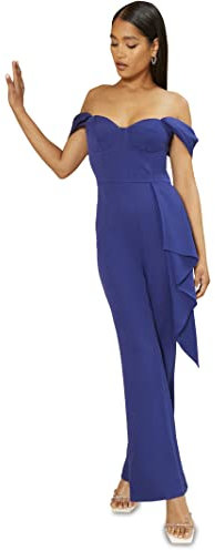 Chi Chi London Women's Bardot Style Jumpsuit in Blue, 12