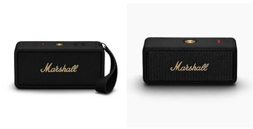 Marshall Middleton Bluetooth Wireless Portable Speaker, 20+ hours portable playtime, water resistent IP67 - Black & Brass & Emberton II Portable Bluetooth Speaker, Wireless & Water Resistant - Black