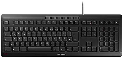 CHERRY STREAM KEYBOARD, Kabelgebundene Tastatur, Slowenisches Layout (QWERTZ), Flüsterleiser Tastenanschlag, Einzigartiges Tippgefühl, Flaches Design, Schwarz