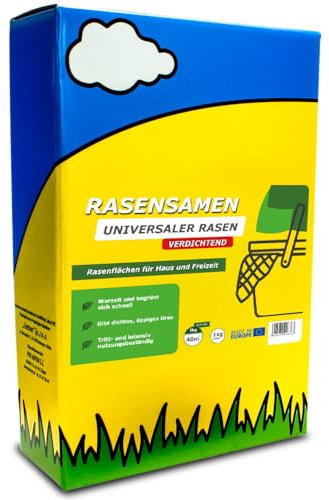 Rasensamen 1 kg Turbo schnellkeimend für 40m² - Universal Grassamen für jeden Garten - Rasensaat für sattgrünen - Samen ideal für Neuansaat und Nachsaat - Robust Gras - Rasen Frühjahr