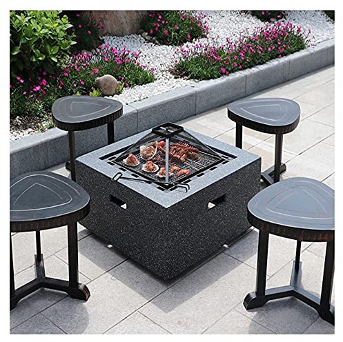 Brasero extérieur de jardin, table de barbecue, foyer de jardin, patio, foyer de cheminée, avec protection d'écran étincelante et tisonnier (taille : Kit-2) ()