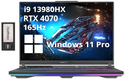 ASUS ROG Strix G16 16 FHD 165Hz Gaming Laptop, Intel i9-13980HX, GeForce RTX 4070, 16GB DDR5, 1TB SSD, 4-Zone RGB Backlit Keyboard, WiFi 6E, Win 11 Pro, Gray, 128GB Docking Station Set