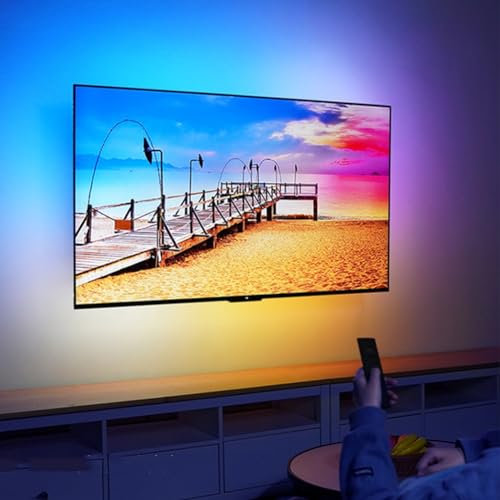 Led Lights TV,TV Backlight Strip, Colour Changing Strip With Screen, Sync AV, TV Home Theatre Ambient Strip, HDMI Smart Light, RGB Colour Changing Strip For Home Theatre(2.5+2.5M(for78-98inch TV))
