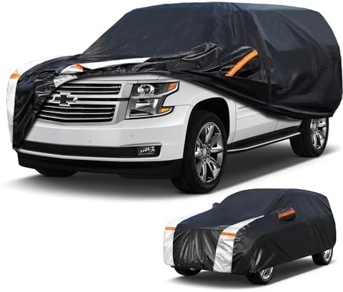 Cotryvox Large SUV Car Cover for Chevrolet Tahoe 100% Waterproof All Weather, Heavy Duty Outdoor Full Exterior Covers Rain Sun Wind UV Protection.