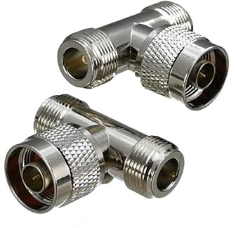 LATOOR 2 uds adaptador de conector N a N macho enchufe hembra Jack T Splitter Amp ángulo recto RF Coaxial convertidor(Type 6-2pcs)