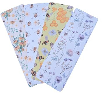 Lesezeichen mit Herbstmotiv – niedliche Wald- und Kürbis-Designs – Karton-Lesezeichen für Leser, Geschenke und Tagebücher (Multipack-Optionen) (4-teiliges Vogel- und Bienen-Set)