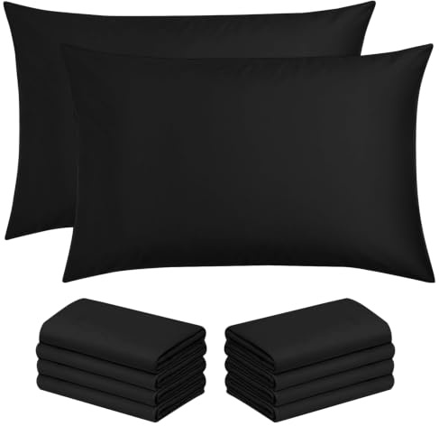 Moonlight Bedding Pillow Cases 10 Pack – Black Pillowcases Envelope Closure Super Soft Brushed Microfiber Standard House Wife Pillow Covers, (50 X 75 CM)