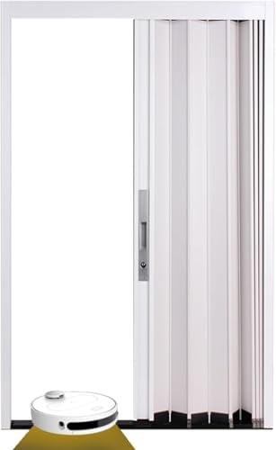 Porte coulissante accordéon, Portes de Placard coulissantes, Porte accordéon Blanche intérieure pour Salle de Bain, Chambre à Coucher, Cuisine, cloison temporaire en Aluminium avec clé de ve