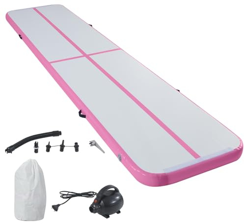 LSBIKE 3/4/5/6M Air Track Tumbling Matte Yogalmatte Mit Elektrischer Luftpumpe, Gymnastikmatte Camping Trainingsmatte Turnmatte Für Zuhause, Outdoor, Übungsgymnastik, Rutschfest & Wasserdicht