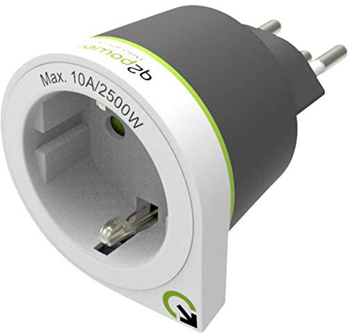 q2power Reiseadapter Reisestecker Netzstecker für Reisende aus Europa nach CH und 5 weiteren Ländern - EU nach CH - weiß/grau