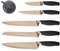 5pc Kitchen Knife Gift Set - Brooklyn Rose Gold Coloured Bolsters, Matching Razor Sharp Titanium Coated Blades. Soft Grip Handles. 2yr Peace of Mind. Extra Sharpener for Knives