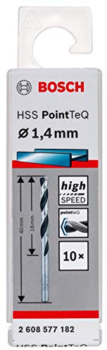 Bosch Professional 10 Stück HSS Spiralbohrer PointTeQ (für Metall, 1,4 x 18 x 40 mm, Zubehör Bohrschrauber)