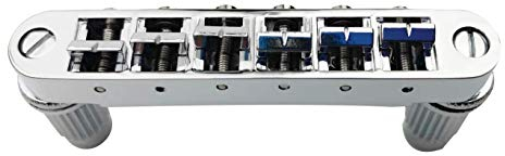 Guyker Guitar Saddle Bridge - Tune-O-Matic Bridges with Post Hole 6.3mm Replacement Compatible with Gibson Les Paul LP SG EPI 6 String Electric Guitar BM003 (Chrome)