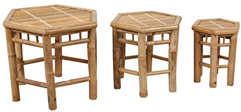 AUBRY GASPARD - Sellettes Bambou Naturel (Lot de 3) - Grande 53 x 50 x 40 cm, Moyenne 37 x 32 x 36 cm, Petite 28 x 24 x 32 cm - Poids 9 kg - Design Hexagonal Épuré - Pour Plantes ou Objets Décoratifs