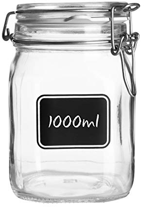 Bormioli Rocco Fido Ermetische Vase mit Tafel, Glas, 0,75, medium