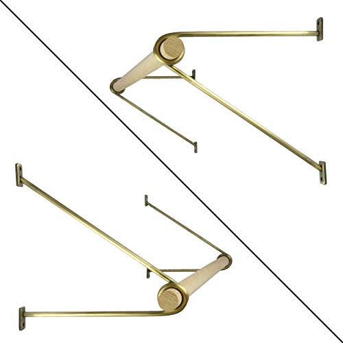 Natural Goods Berlin Wandgarderobe GARD Prenzlberg | Kleiderstangenhalterung für die Wand | 8mm Materialstärke | Garderobenstange | DIY (Antik Gold, T26 x B100cm Rundstab)
