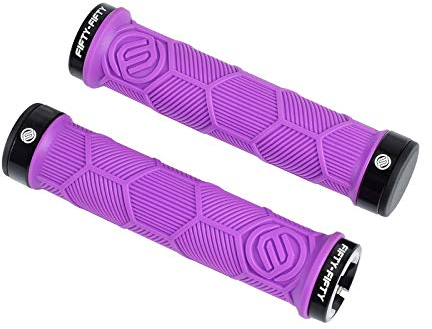 FIFTY-FIFTY MTB Griffe, Fahrradgriffe Mountainbike aus rutschfestem Gummi, Double Lock-on Fahrrad Griffe/lenkergriffe, für All-Mountain, Enduro, Downhill, E-Bike, Cross-Country (Lila)