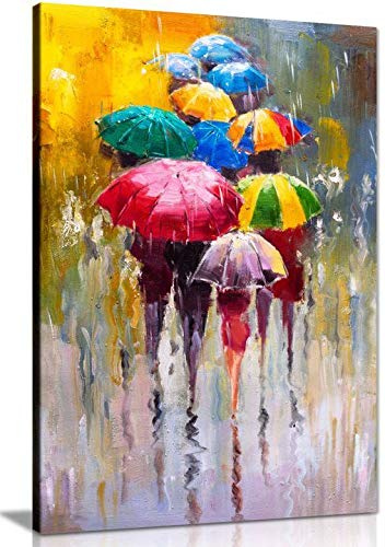 Lienzo de pintura colorida de paraguas para decoración del hogar (30 x 20 pulgadas)