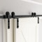 skysen 6FT Heavy Duty Sliding Barn Door Hardware Single Track Bypass Double Door Kit Black(Bypass I Shape-1)