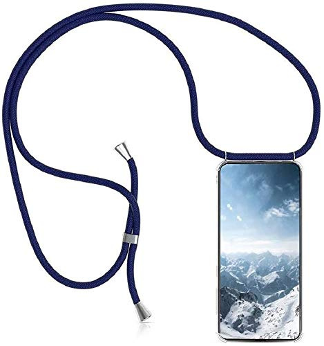 SIMao Handykette kompatibel mit Samsung Galaxy S7 Handyhülle Transparent Silikon Schutzhülle - Necklace Hülle mit Band Handy-Kette Case mit Necklace Schnur mit Kette zum Umhängen,Navy blau