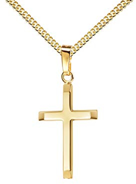 JEVELION Kreuzanhänger 750 Gold 18 Karat, Kreuz-Kette 55 cm, Religiös, Unisex, Taufgeschenk