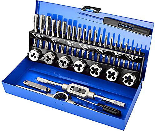 Set Maschi e Filiere 32 Pezzi Kit Filettatura in lega di Acciaio, M3-M12 Metrico Filettature per viti di taglio, Set Maschio per Filettare con scatola di stoccaggio