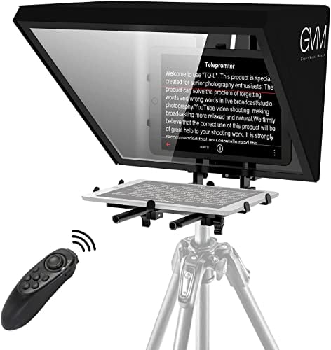 GVM Teleprompter für Tablet DSLR Kamera Smartphone, Tragbares 18'' Teleprompter Kit mit Fernbedienung & App, unterstützt Kamera-Weitwinkelaufnahmen, Videoaufzeichnung und Live-Streaming Interview