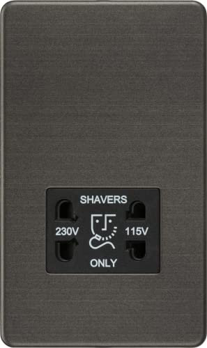 Knightsbridge SF8900SB Screwless 115V/230V Dual Voltage Shaver Socket, Anthracite