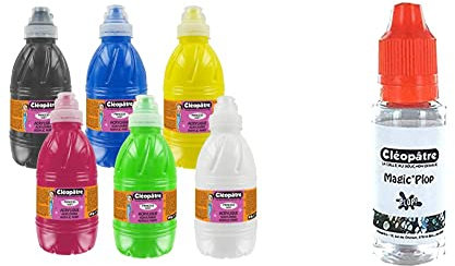 Cléopâtre PAM1X6 Lot de 6 Peintures Acryliques Princess Mérit, Couleurs Assorties, 500 ML, Set de 3000 Pièces & Silicone liquide Magic PLOP - 15 gr