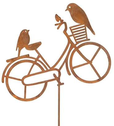 Gartenstecker Fahrrad H:54 cm im Rost Design - Rostfigur für den Garten, Gartendeko, Metalldeko