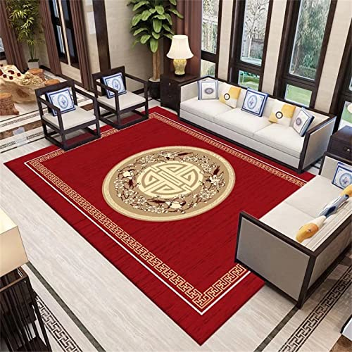 RUGMRZ Tapis Chambre Moderne Adulte Moquette Exterieur Terrasse Super Luxueux De Salon Rouge Imprimé Floral Rectangle Chinois Doux pour 50 x 80 cm