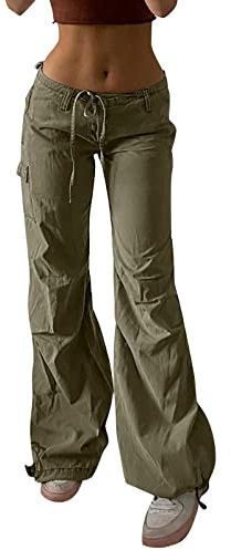 Jean cargo taille basse pour femme - Coupe droite - Coupe large - Pantalon en denim baggy Y2k - Indie Aesthetic Vintage - Style années 90 Streetwear