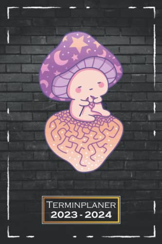 Terminplaner 2023-2024: Stricken, Pilz | A5 (6x9) | 1 Woche auf 2 Seiten | mit Monatsübersicht, Feiertagsliste & Kontakttabelle | Softcover | Motiv | qd1