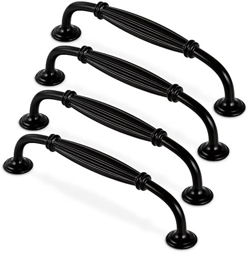 Mavö 4 x Schubladengriff 96mm Lochabstand, Griff für Möbel Möbelgriff vintage Aluminium Schwarz Aster