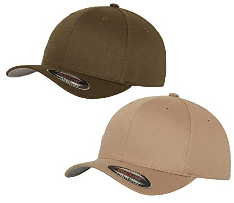 2er Flexfit Unisex Wooly Combed Cap Baseball Caps graue Unterseite S M L XL XXL Basecap Mütze, L/XL, 1x Khaki + 1x Olive + 1x HL-Kauf Notizblock