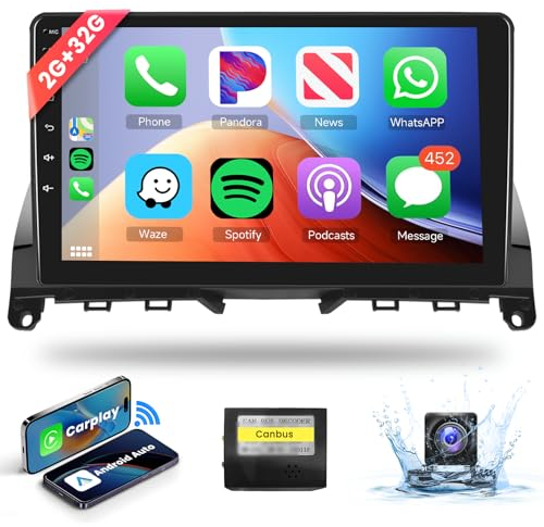 2+64G Podofo 9 Autoradio Für Mercedes C-klasse W204 S204 2007-2014 Android 13 Carplay Wireless HI FI Bluetooth mit Touchscreen Navi Bluetooth RDS/FM Radio DVR+AHD Rückfahrkamera