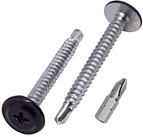 SKIR'CO (150 Stück) Lackierte selbstbohrende Schrauben 4,2 x 40 mm, Blechschraube, PH modifizierter Flachrundkopf (Schwarz RAL 9005)