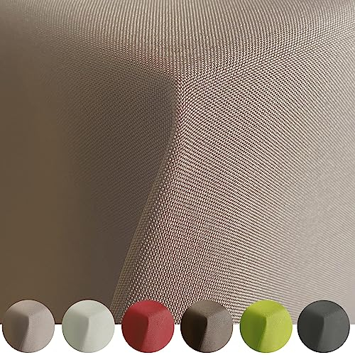 Tischdecke Gartentischdecke mit Lotuseffekt Outdoor Tafeldecke wasserabweisend Tischtuch RUND OVAL ECKIG Rechteckig (Beige, 160x220cm Oval)