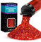 LEOBRO Holographic Red Chunky Glitter 160G/5.64OZ, Resin Powder Sequins Flakes for Christmas